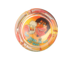 Factory direct 85mm sticker luminous round glass ashtray